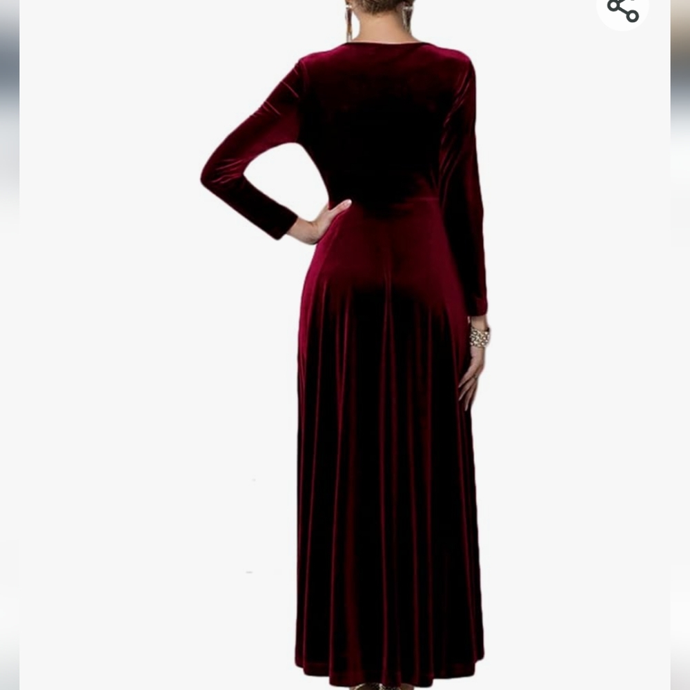 Urban CoCo Long Sleeve V-Neck Red Crush Velvet Size L - Picture 2 of 12